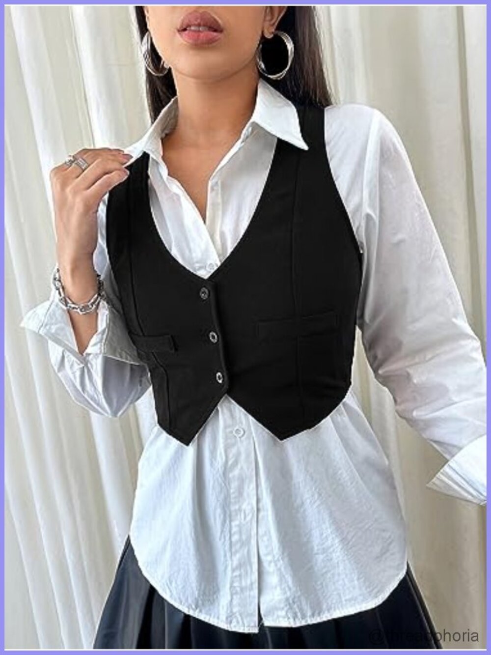 SweatyRocks Women's Crop Waistcoat Vest Top Button Front V Neck Sleeveless - Picture 3 of 6